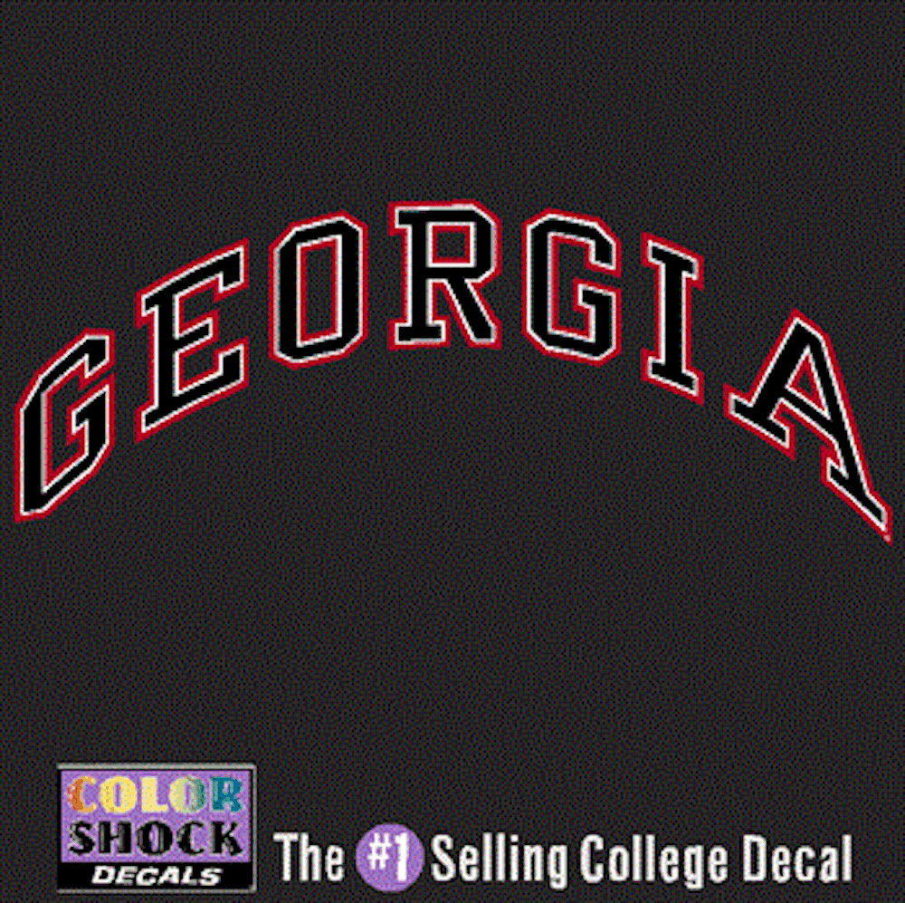 UGA Arched Georgia Decal Black on Red