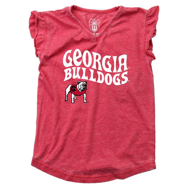 UGA Wes and Willy Burn Out Ruffle Sleeve Tee