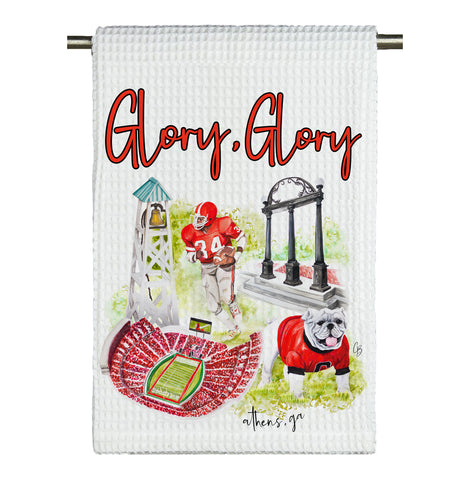 UGA Glory, Glory Watercolor Microfiber Tea Towel