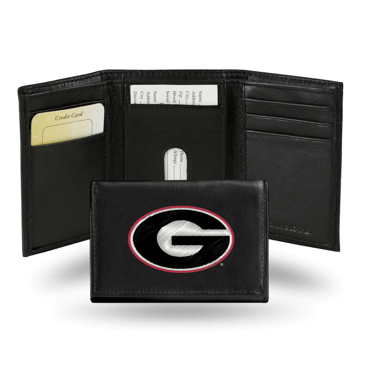UGA Embroidered Leather Tri-Fold Wallet