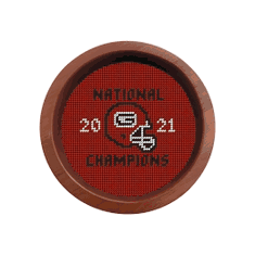 UGA 2021 National Championship Needlepoint Wine Bottle Coaster
