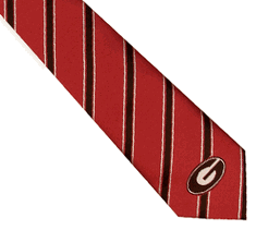 UGA Woven Poly Men's Tie Red With Stripes